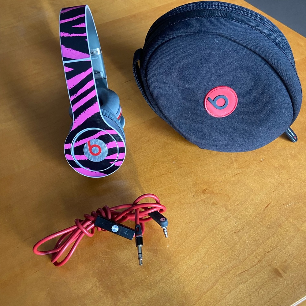 Beats by Dr. Dre Solo HD Headband Headphones - Customized Pink Zebra Print